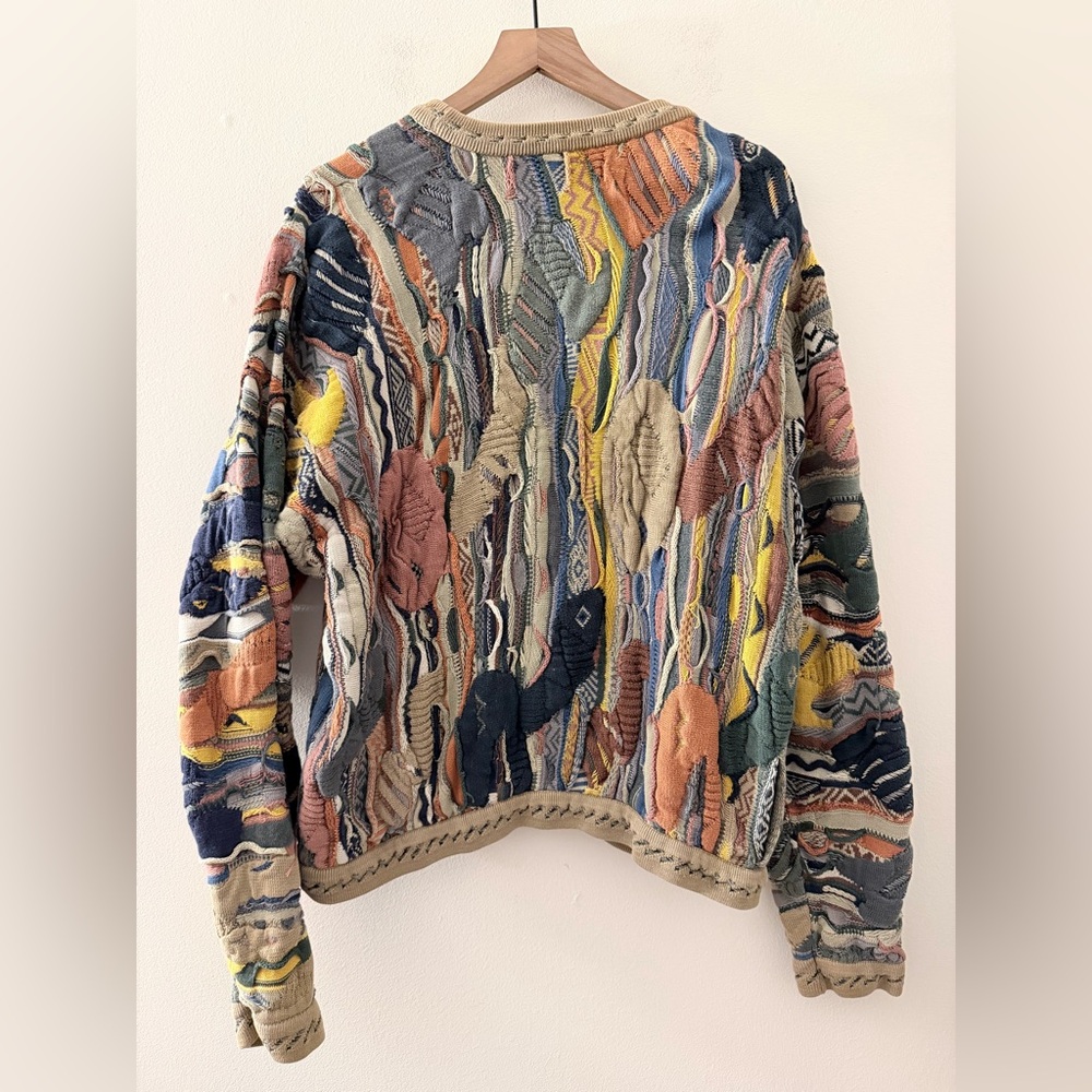 Coogi Australia Crewneck Sweater 3D knit multicolor vintage XL - Picture 2 of 7